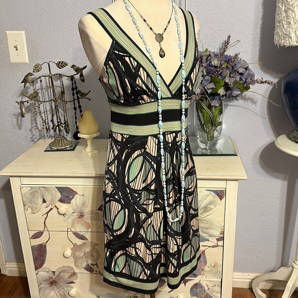 BCBGMaxAriaSwirls and Stripes in Teal and Blue